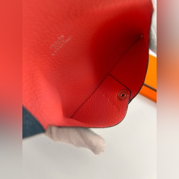 Hermes Chevre Mysore Calvi case Coin Verso rose azalee vert bosphore With Box - Picture 12 of 12